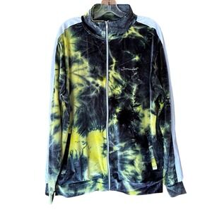 Screenshot‎ Men's Hip Hop Track Jacket Size L Yellow Tie Dye Velour Streetwear